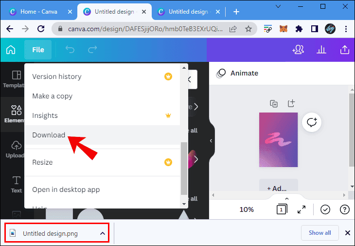 down finish كيفية عمل خلفية متدرجة الألوان في Canva