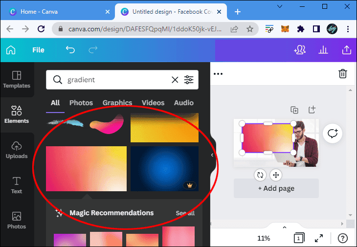 final9 كيفية عمل خلفية متدرجة الألوان في Canva