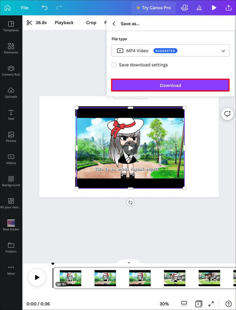 idown كيفية إزالة الصوت من الفيديو في Canva