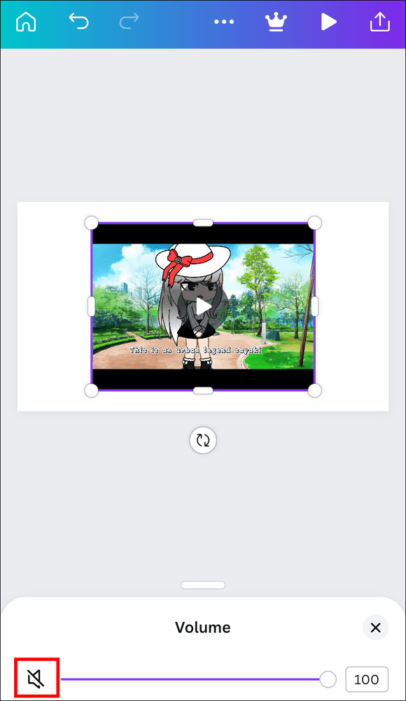 mute كيفية إزالة الصوت من الفيديو في Canva