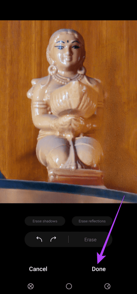 طريقة استخدام ممحاة العناصر من الصور على جوال سامسونج 12 تمحى الظل