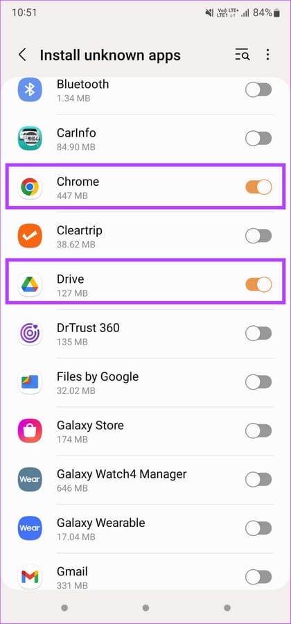 Façon de corriger l’erreur "erreur analyse package APK" 6 enable apps to install