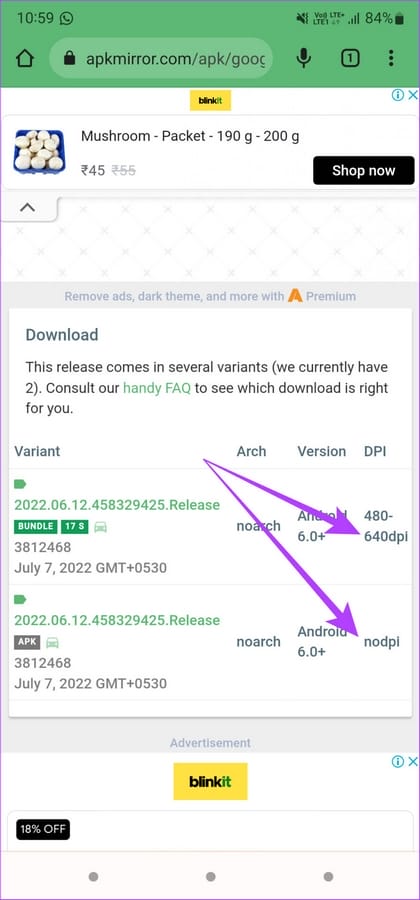 Façon de corriger l’erreur "erreur analyse package APK" 7 install correct version of app