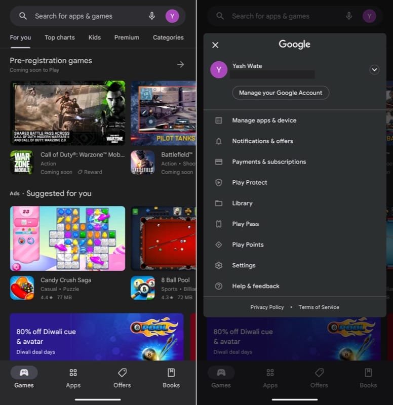 كيفية عرض سجل الشراء على متجر Google Play 1 google play store settings