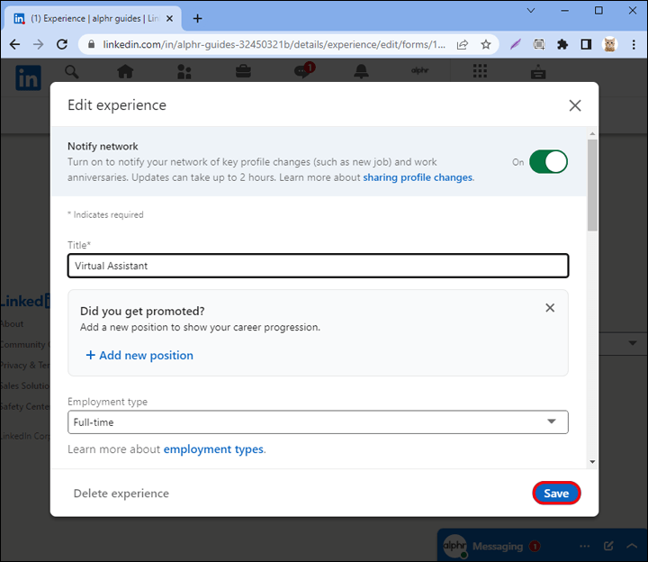 Profilinizi güncellemek için mavi "Kaydet" düğmesine tıklayın.