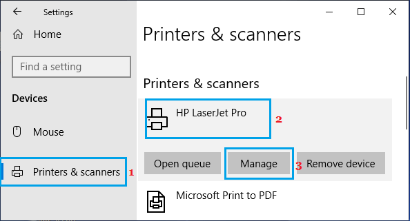 Windows 11/10’da Bağlantı noktası kullanımda, Lütfen bekleyin Hatası 18 Manage Printers Option in Windows 10