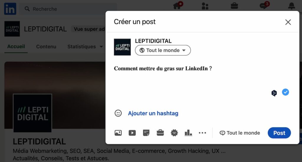 how to bold LinkedIn