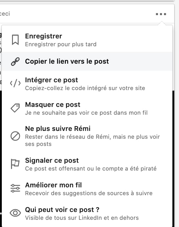 copy linkedin post link