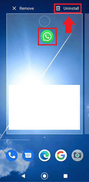 Reinstall WhatsApp without Losing your Data 8 Desinstala WhatsApp arrastrando el icono hacia “desinstalar”