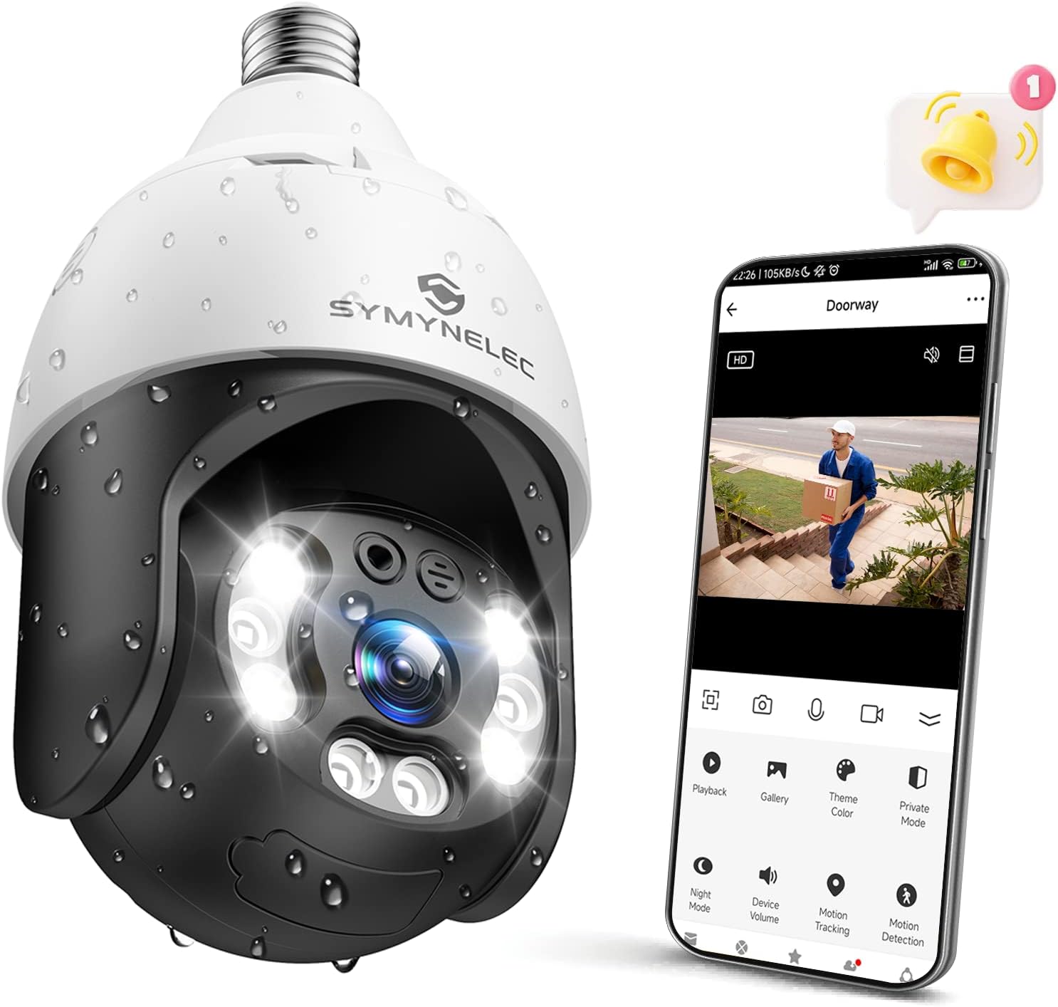 6102kvOEeWL. AC SL1500 Symynelec P4 WiFi Light Socket 2K Review: Cloud Home Security Camera