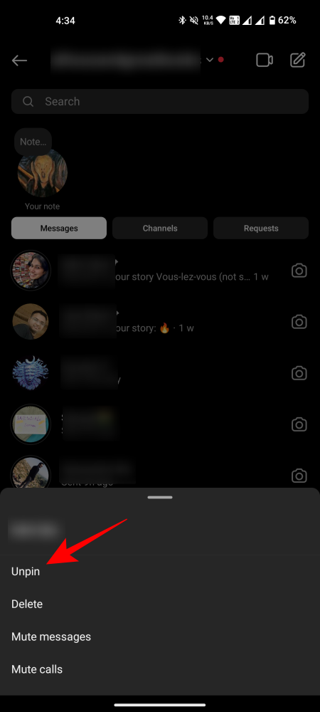 Cómo fijar y desfijar chats en Instagram: Guía completa 13 El chat después de desfijarlo